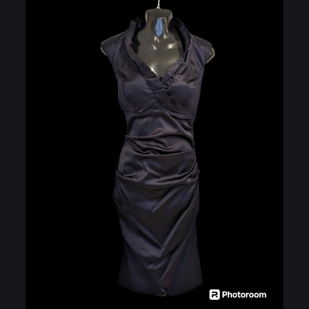 Navy Blue (nearly black) Satin Dress